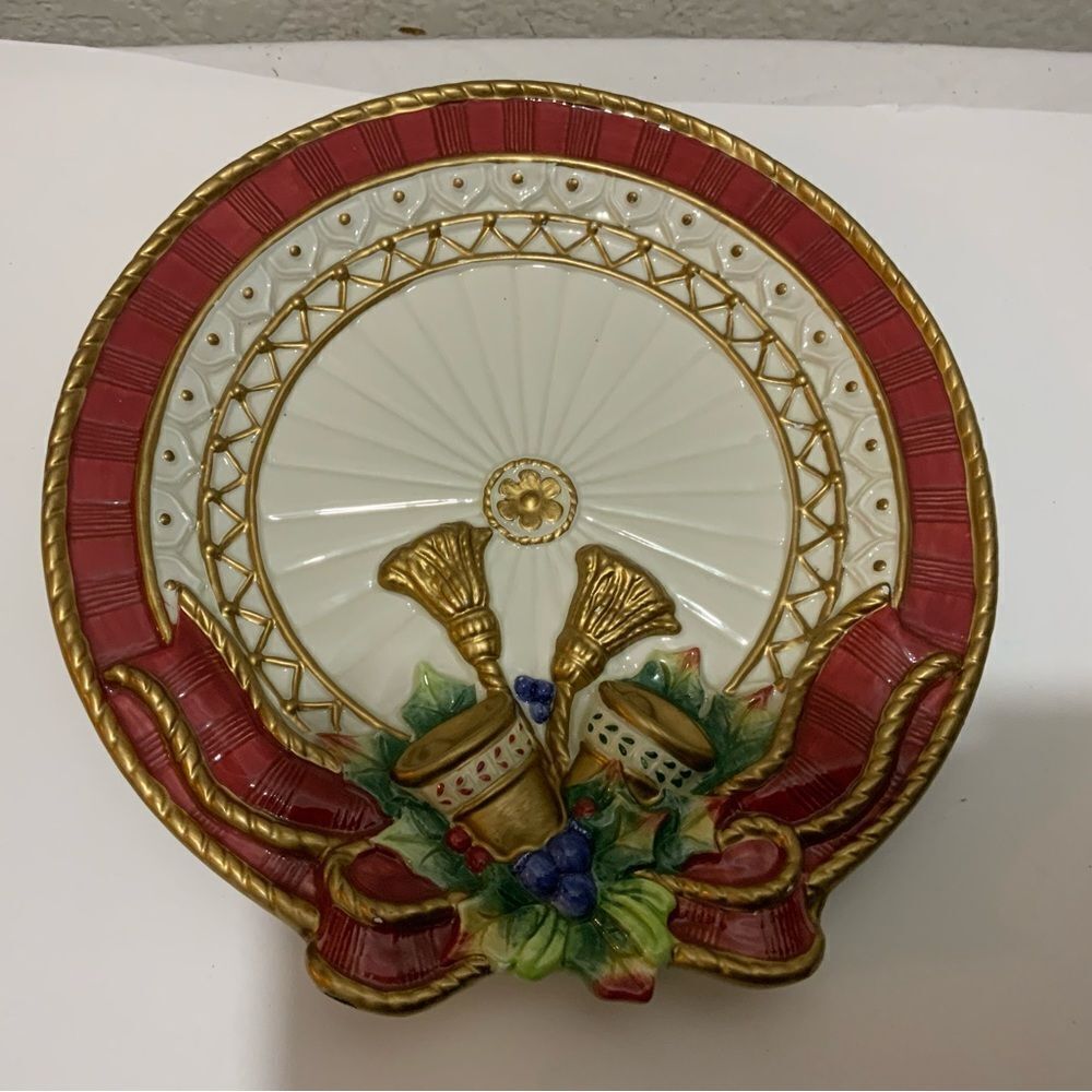 Vintage Fitz and Floyd Christmas Deer Canape Plate G3